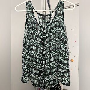 Forever 21 Black and Mint Geometric Tank Top